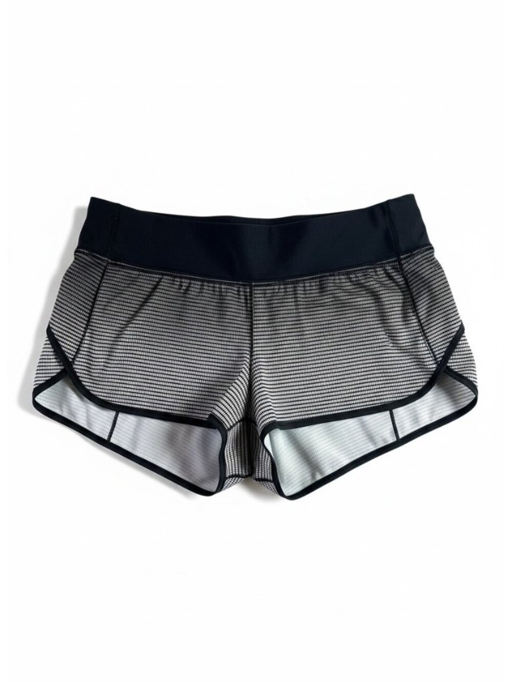 Lululemon Speed Short Black White Grid Running Shorts Women's Size 8